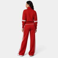 Conjunto Mujer Loungewear con Top Corto de Media Cremallera y Pantalón Ancho