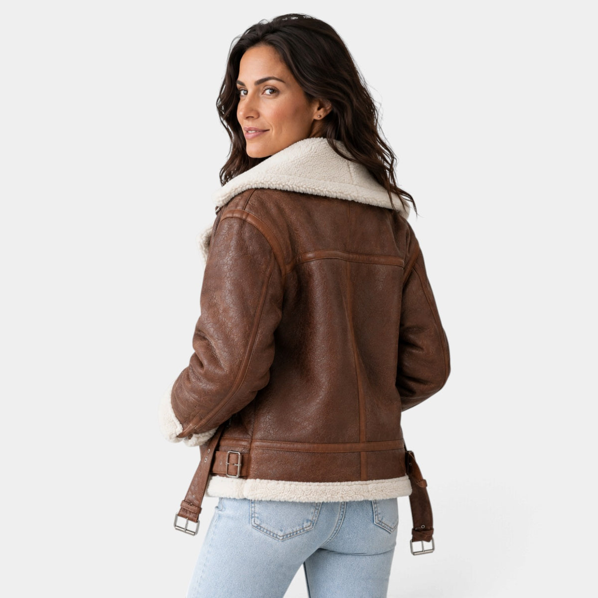 Chaqueta Mujer de Borreguito con Cremallera y Forro Sherpa