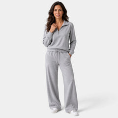 Conjunto Mujer con Media Cremallera y Pantalón Ancho