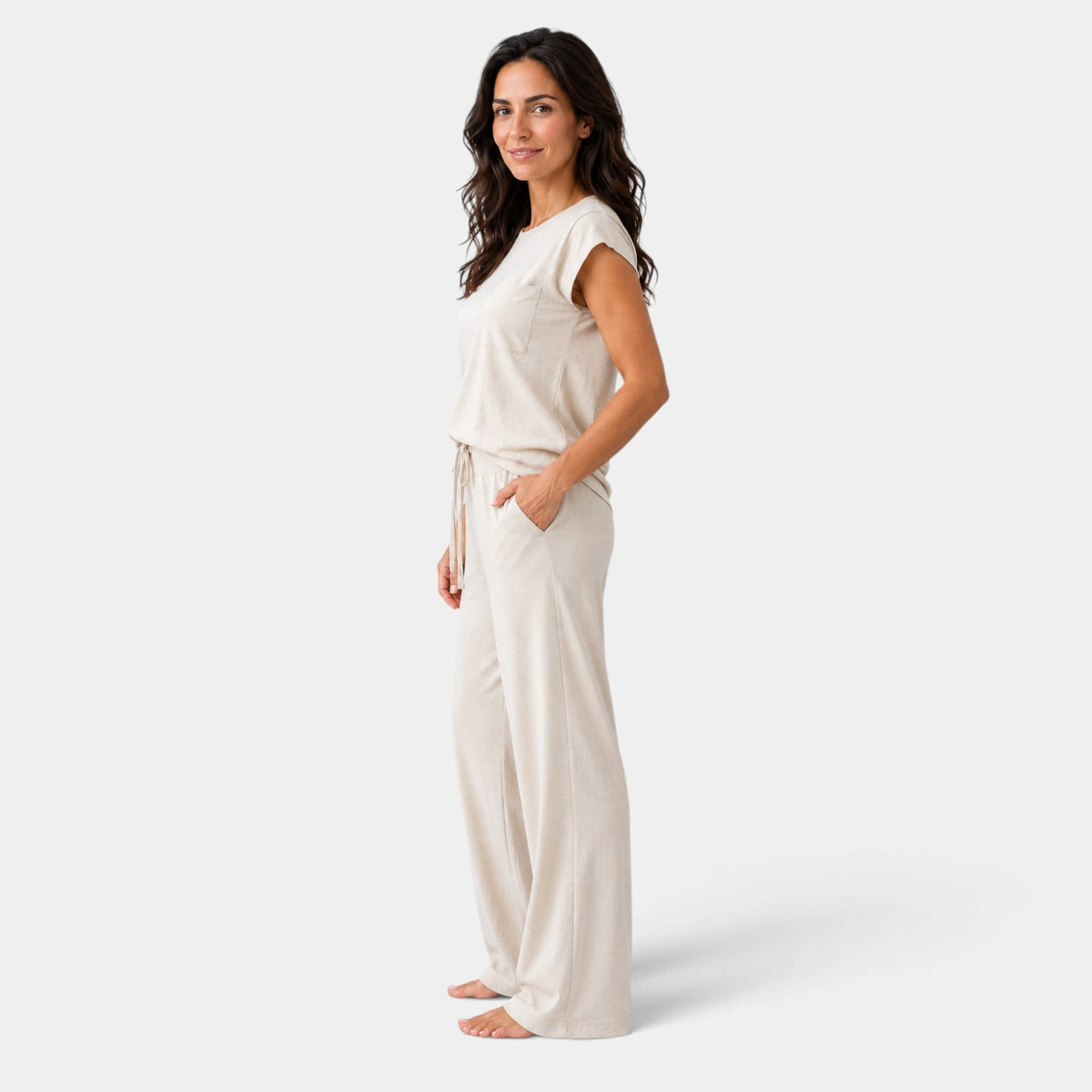 Women's Cap Sleeve Top and Wide-Leg Pants Set