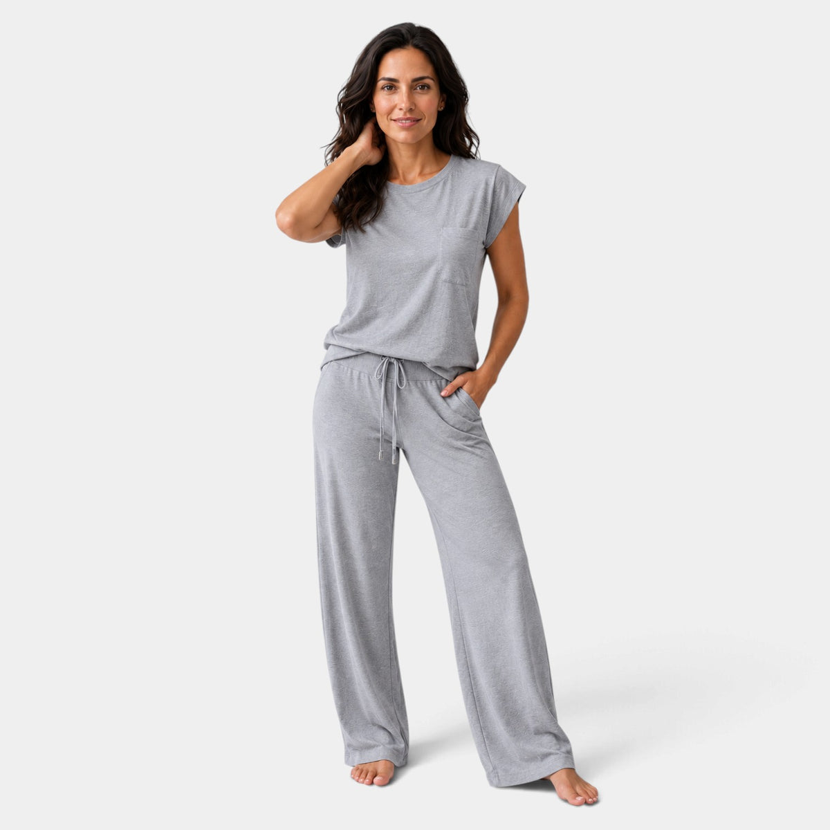 Women's Cap Sleeve Top and Wide-Leg Pants Set