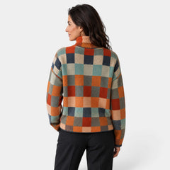 Jersey Mujer Oversize de Cuadros con Cuello Alto