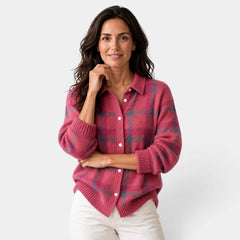 Jersey Mujer de Lana a Cuadros con Botones