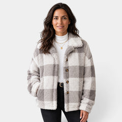 Chaqueta Mujer de Cuadros Afelpada para Otoño e Invierno
