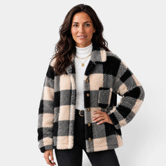 Chaqueta Mujer de Cuadros Afelpada para Otoño e Invierno