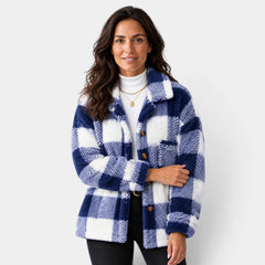 Chaqueta Mujer de Cuadros Afelpada para Otoño e Invierno
