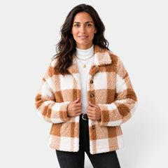 Chaqueta Mujer de Cuadros Afelpada para Otoño e Invierno