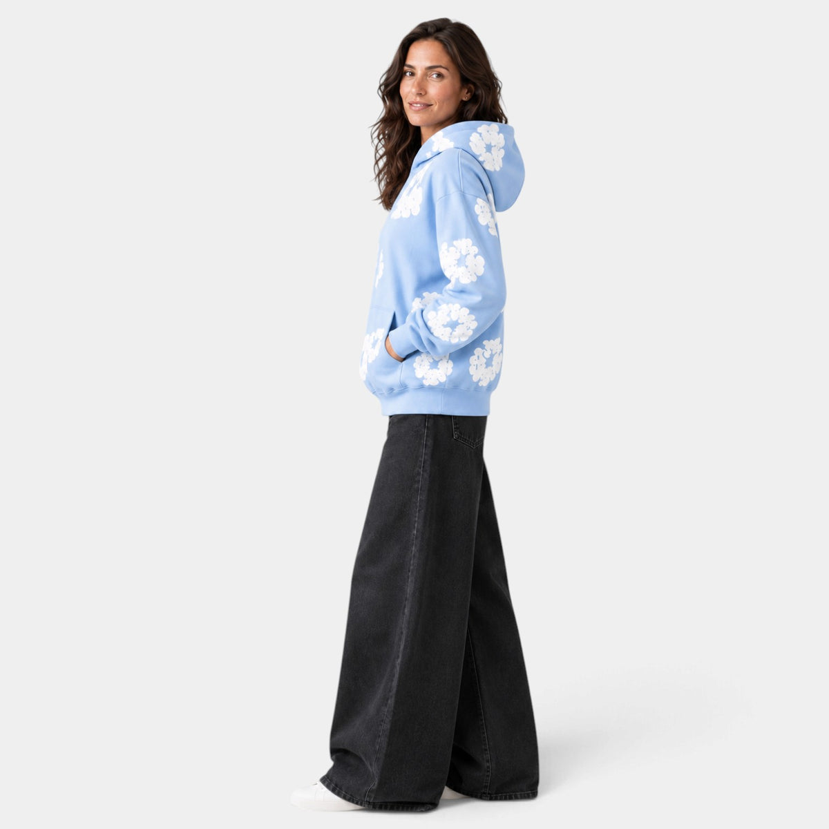 Women's Oversized Floral Print Hoodie
