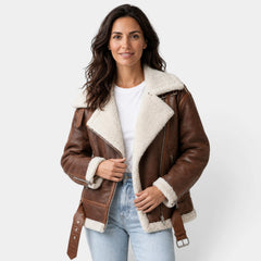 Chaqueta Mujer de Borreguito con Cremallera y Forro Sherpa
