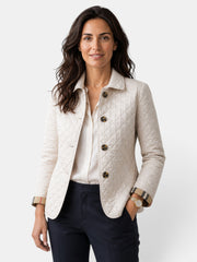 Chaqueta Acolchada de Mujer con Cuello Camisero y Botones