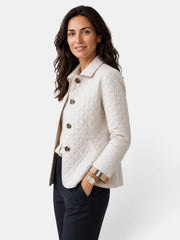 Chaqueta Acolchada de Mujer con Cuello Camisero y Botones