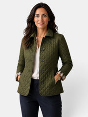 Chaqueta Acolchada de Mujer con Cuello Camisero y Botones