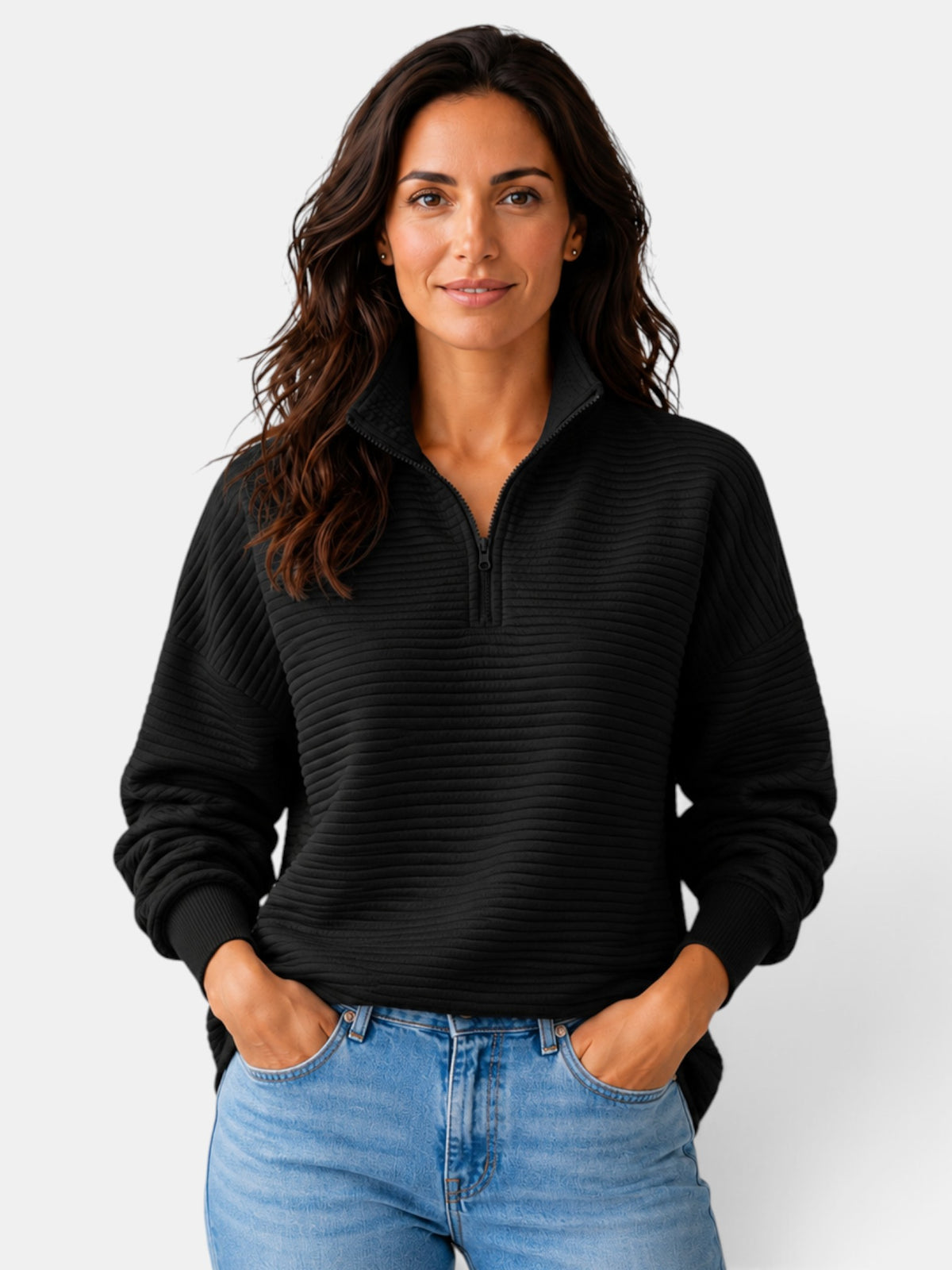 Suéter Mujer Cuello Alto Cremallera