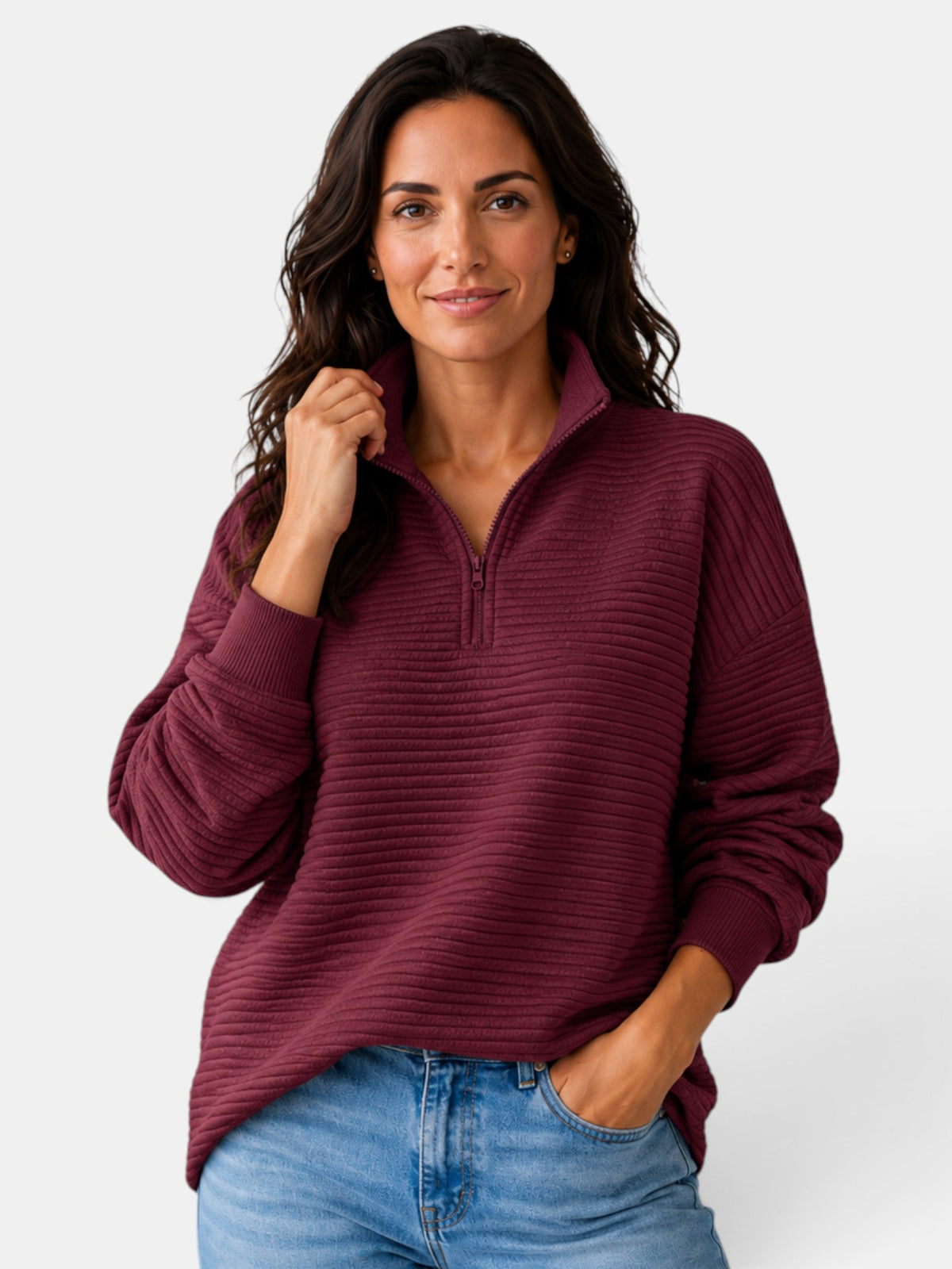 Suéter Mujer Cuello Alto Cremallera