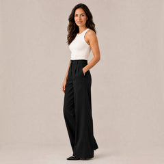Pantalón Mujer Elegante de Talle Alto Recto Ancho