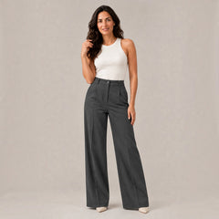 Pantalón Mujer Elegante de Talle Alto Recto Ancho