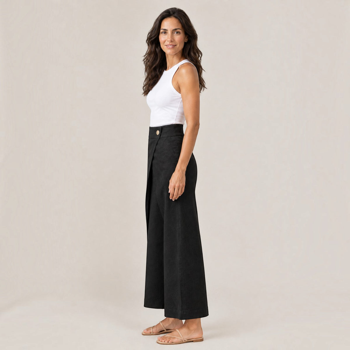 Pantalón Mujer de Algodón Recto con Cintura Elástica