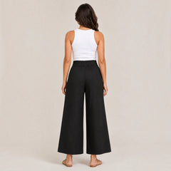 Pantalón Mujer de Algodón Recto con Cintura Elástica