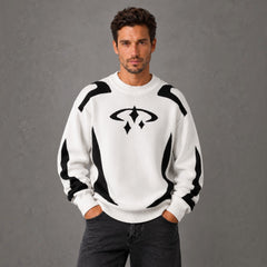 Jersey Hombre Cuello Redondo con Estampado Tejido Streetwear