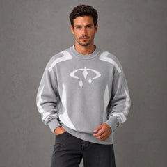Jersey Hombre Cuello Redondo con Estampado Tejido Streetwear