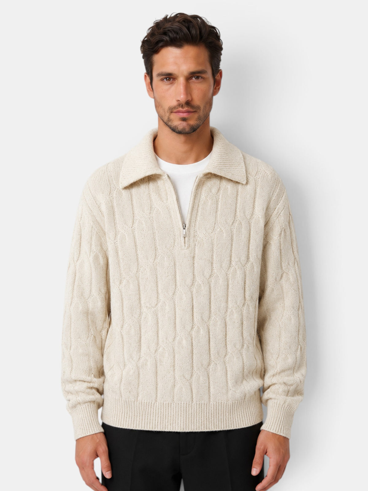 Men's Loose Lapel Neck Sweater