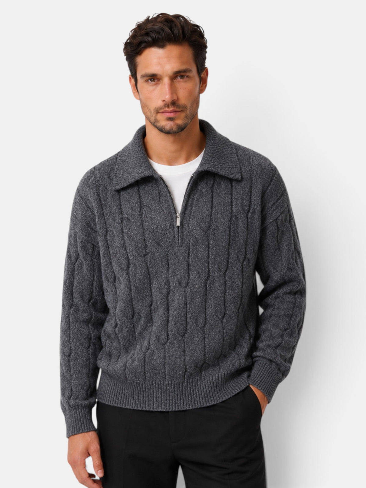 Men's Loose Lapel Neck Sweater