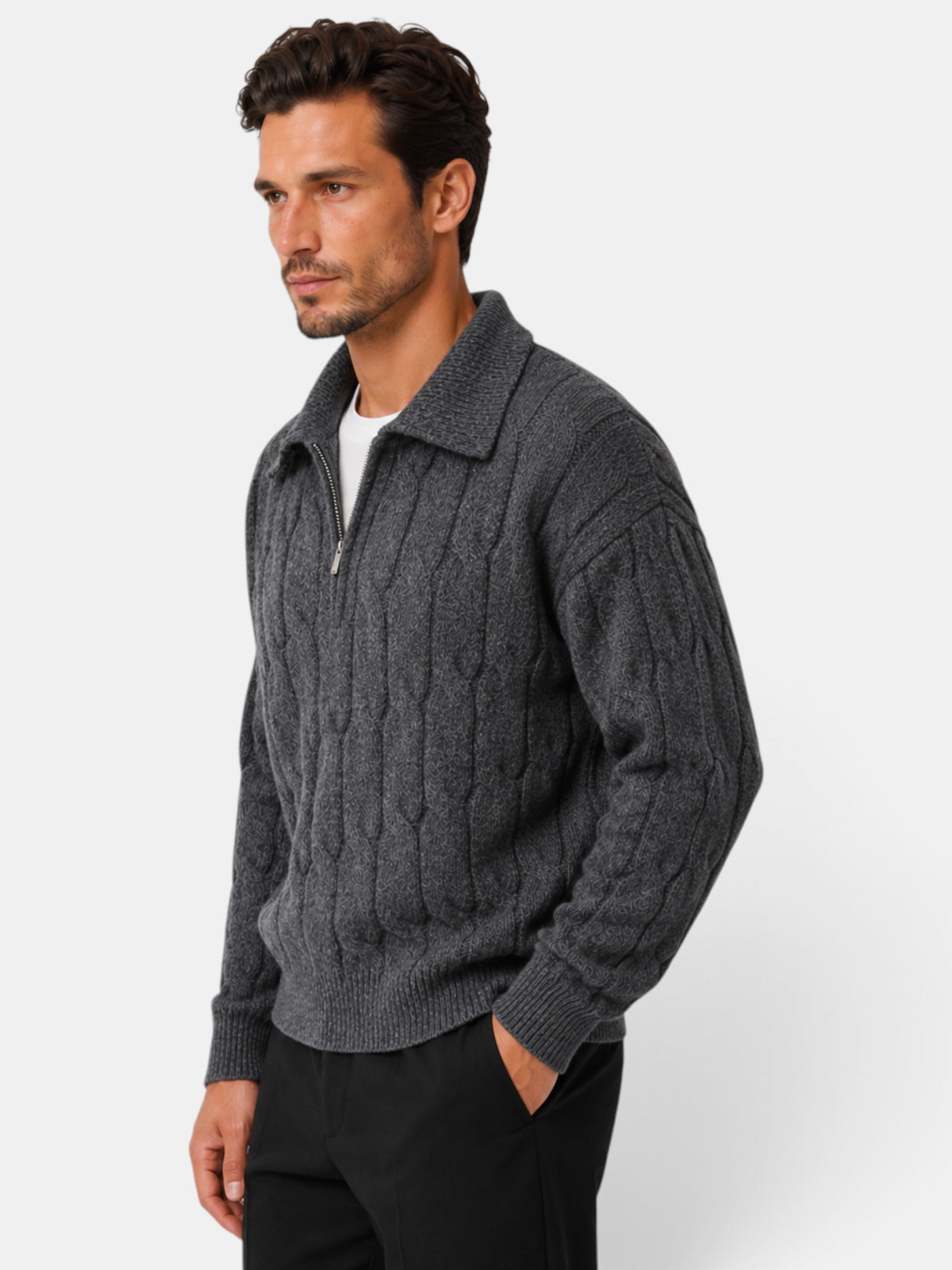Men's Loose Lapel Neck Sweater
