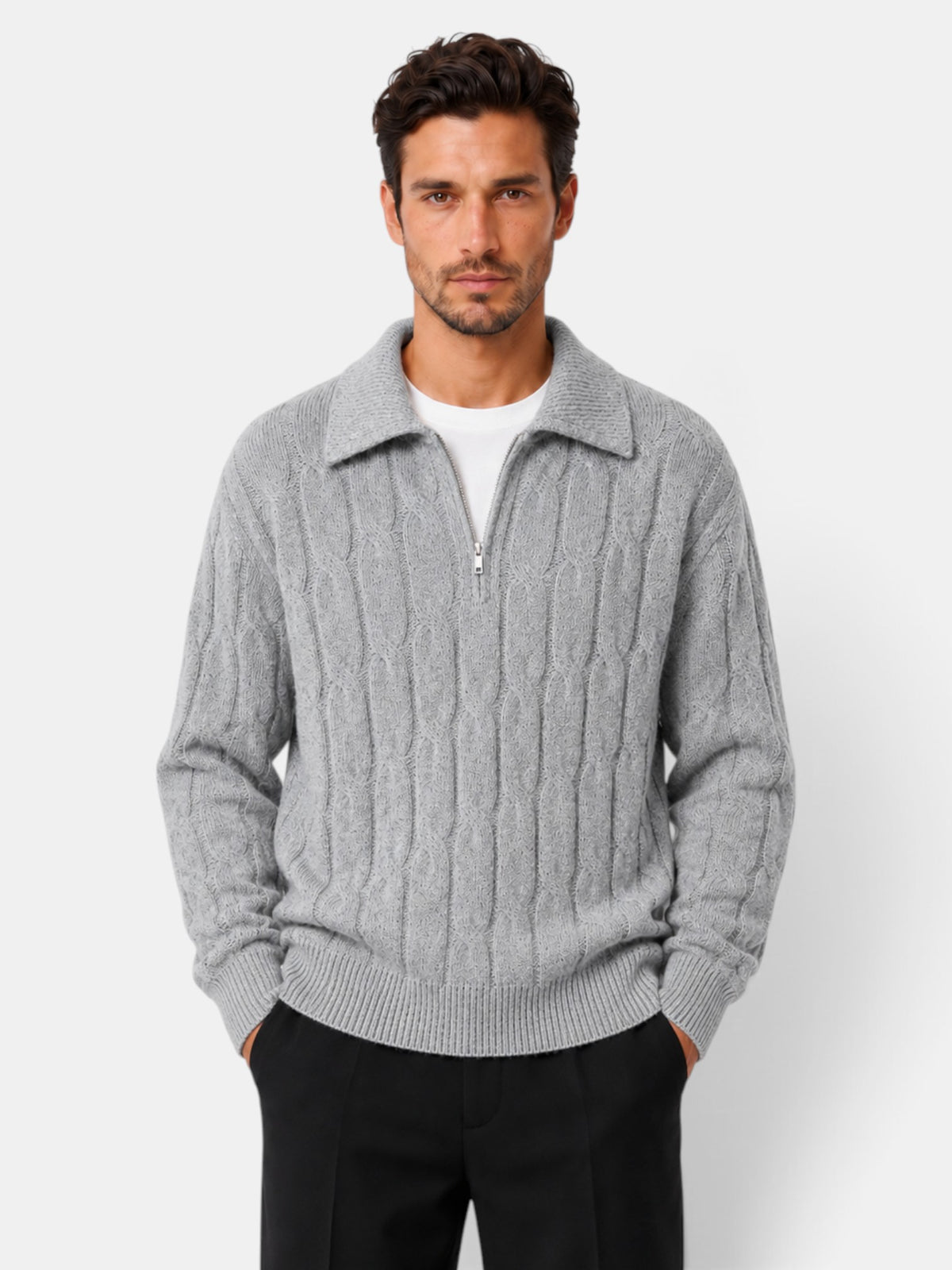 Men's Loose Lapel Neck Sweater
