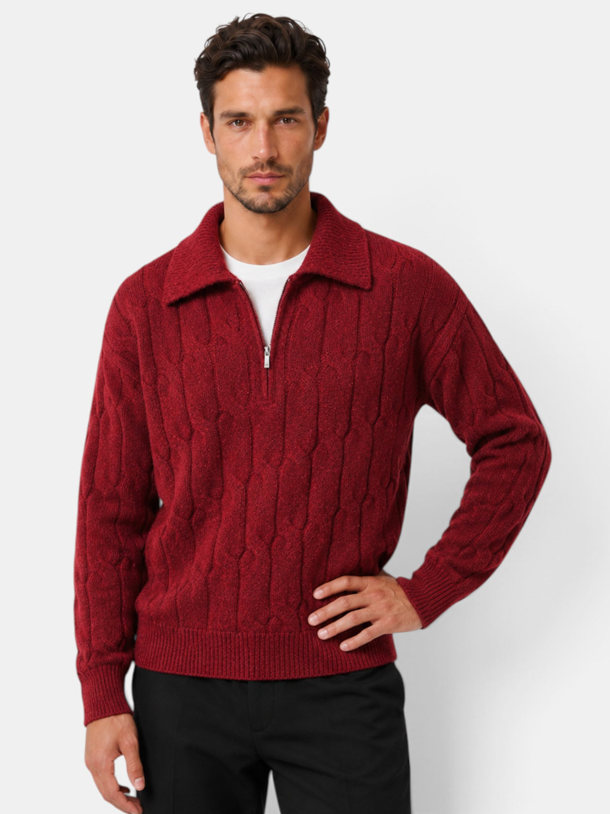 Men's Loose Lapel Neck Sweater