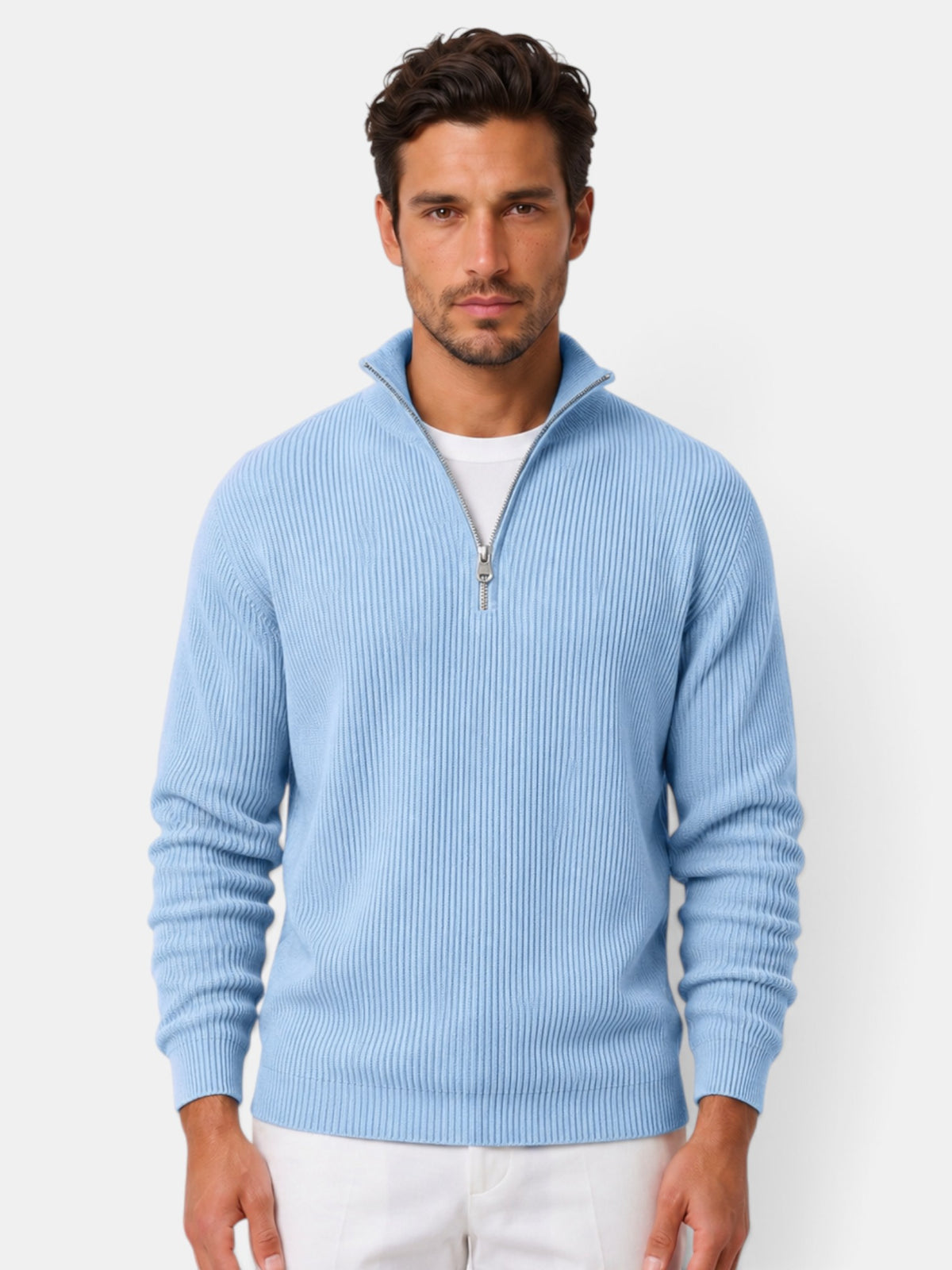 Men's Ribbed Zip-Up Sweater