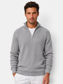 Men's Ribbed Knit Quarter-Zip Sweater