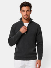 Men's Ribbed Zip-Up Sweater