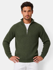 Men's Ribbed Zip-Up Sweater