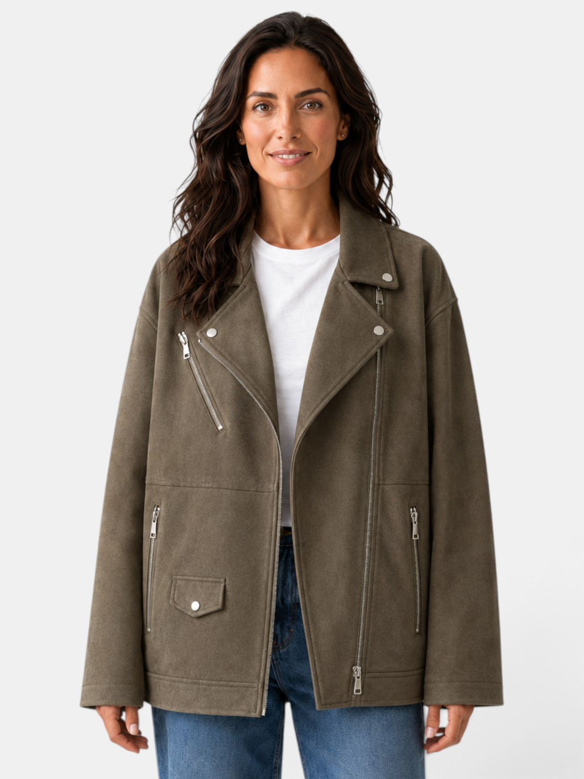 Chaqueta Mujer Ante Sintético Casual
