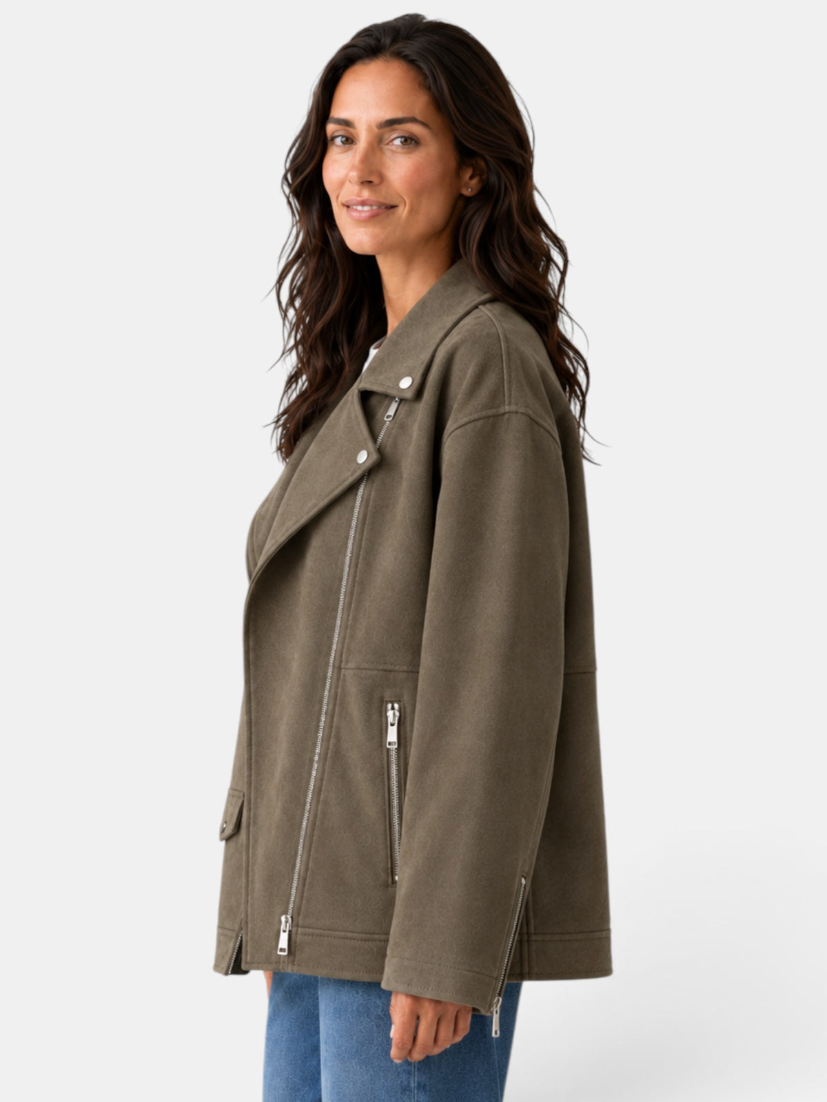 Chaqueta Mujer Ante Sintético Casual