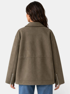 Women's Faux Suede Jacket - Casual Fit
