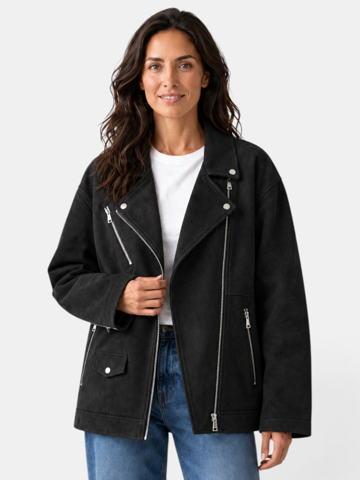 Chaqueta Mujer Ante Sintético Casual