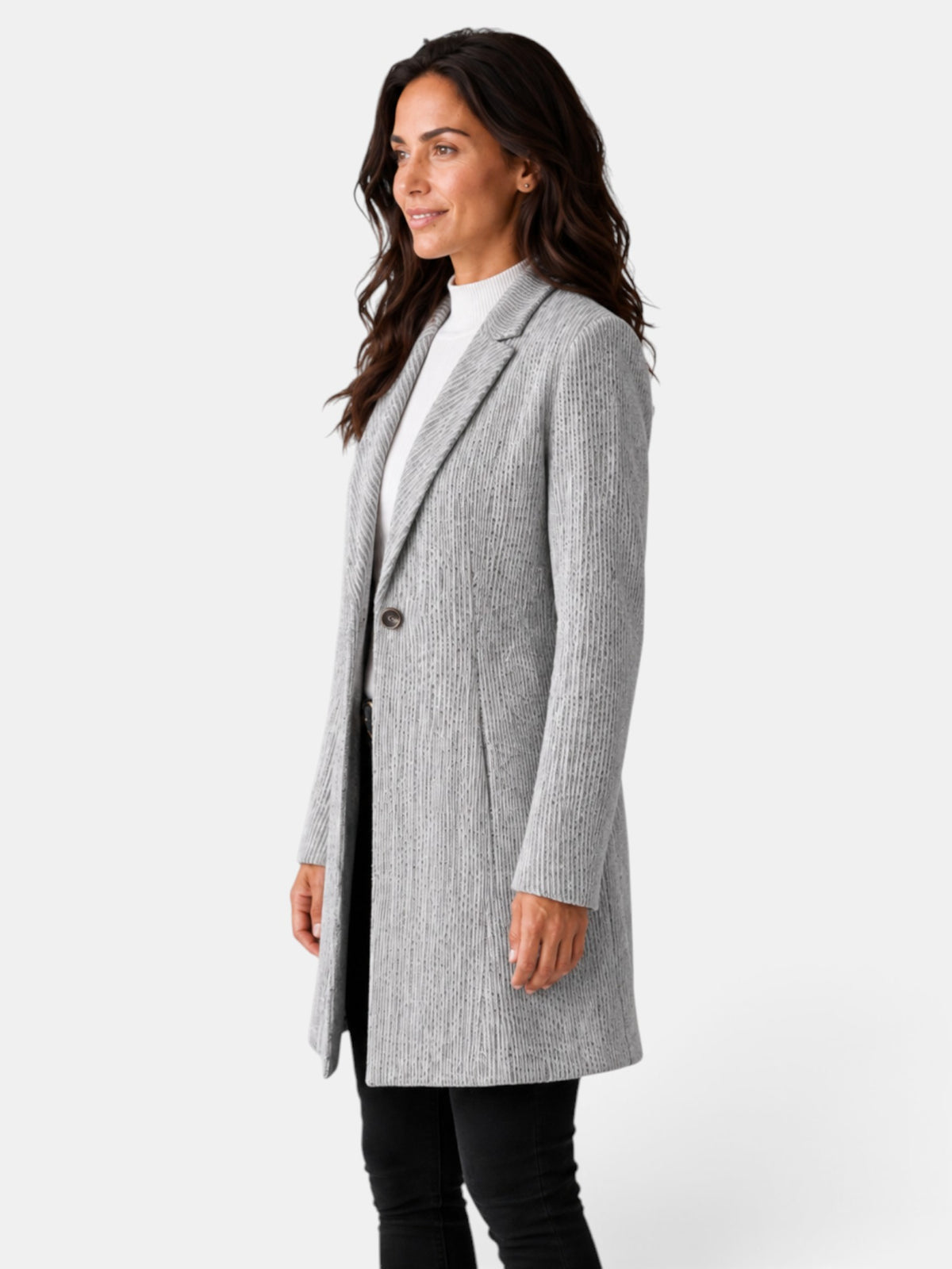 Abrigo Largo Mujer Jacquard Gris