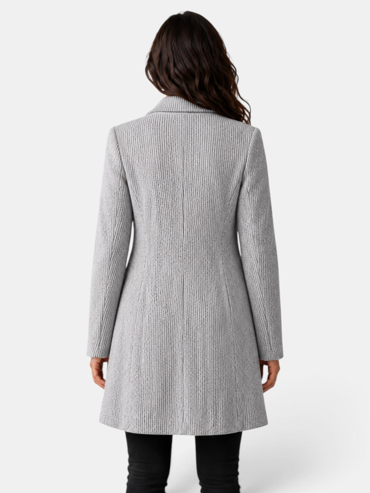 Abrigo Largo Mujer Jacquard Gris