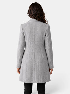 Abrigo Largo Mujer Jacquard Gris