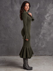 Women's Ribbed Knit Midi Dress