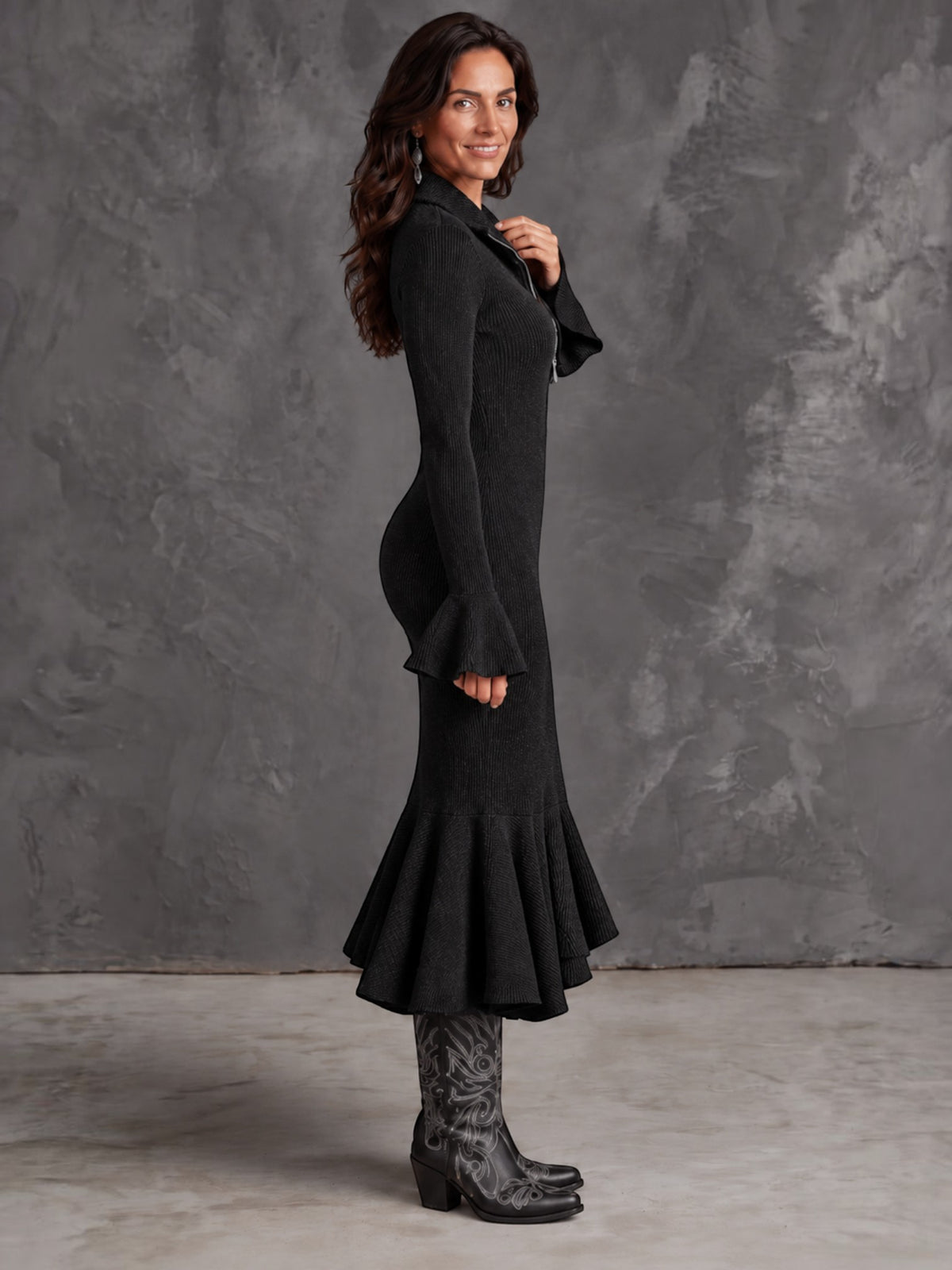 Women's Ribbed Knit Midi Dress