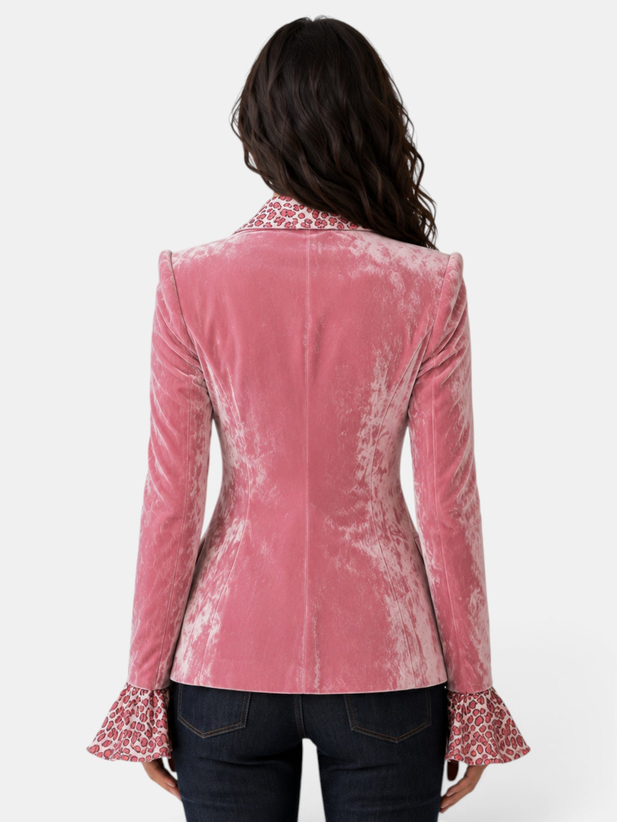 Blazer Mujer Terciopelo Leopardo Elegante