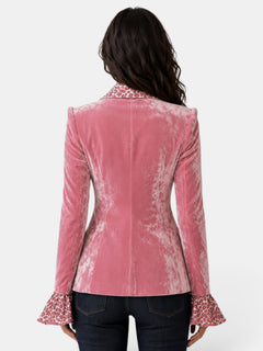 Blazer Mujer Terciopelo Leopardo Elegante
