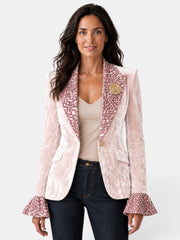 Blazer Mujer Terciopelo Leopardo Elegante