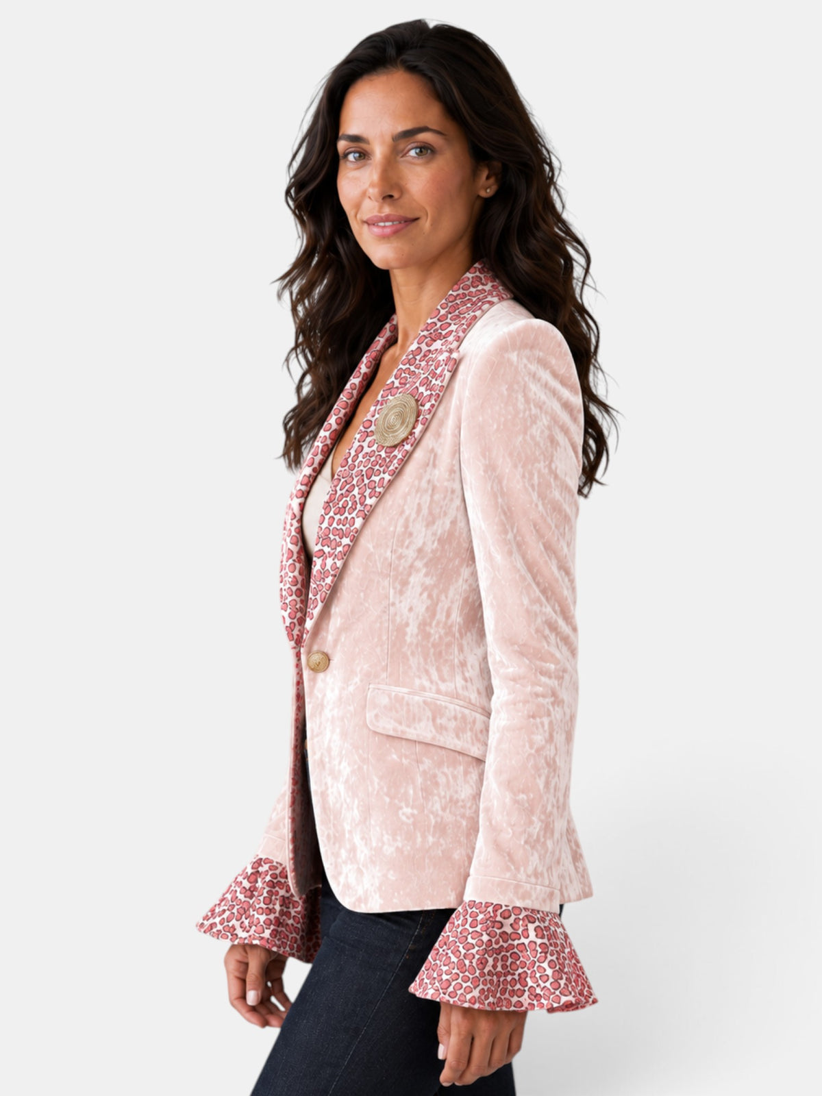 Blazer Mujer Terciopelo Leopardo Elegante