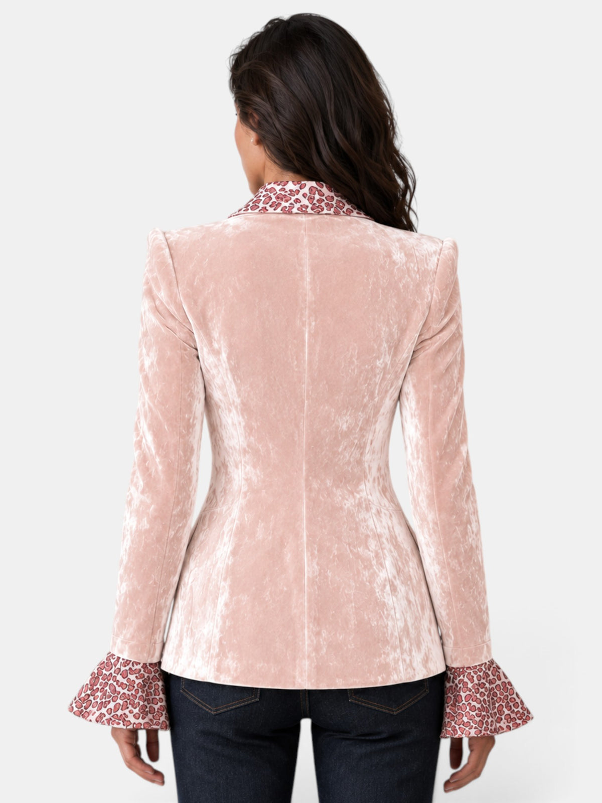 Blazer Mujer Terciopelo Leopardo Elegante