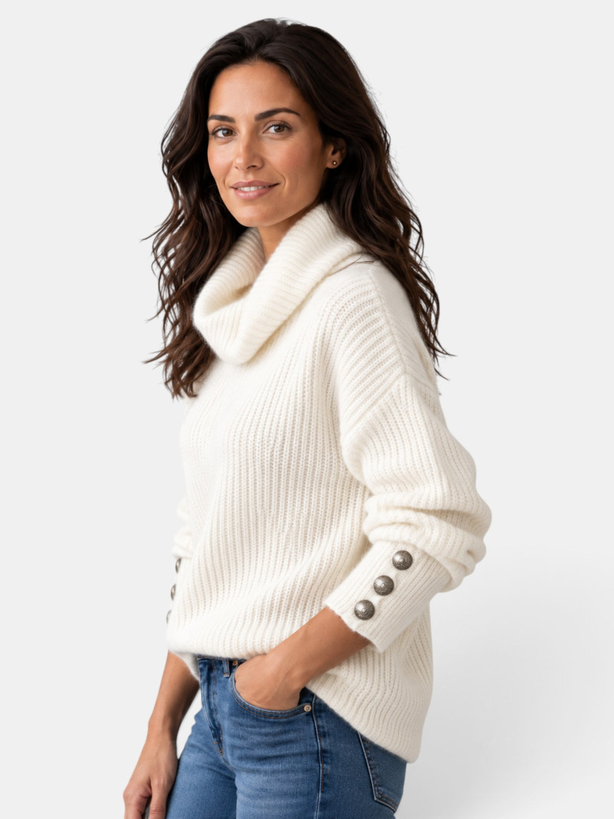 Suéter Mujer Cuello Alto Ligero