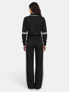 Women's Two-Piece Set - High Neck Top and Wide-Leg Pants