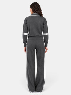 Women's Two-Piece Set - High Neck Top and Wide-Leg Pants